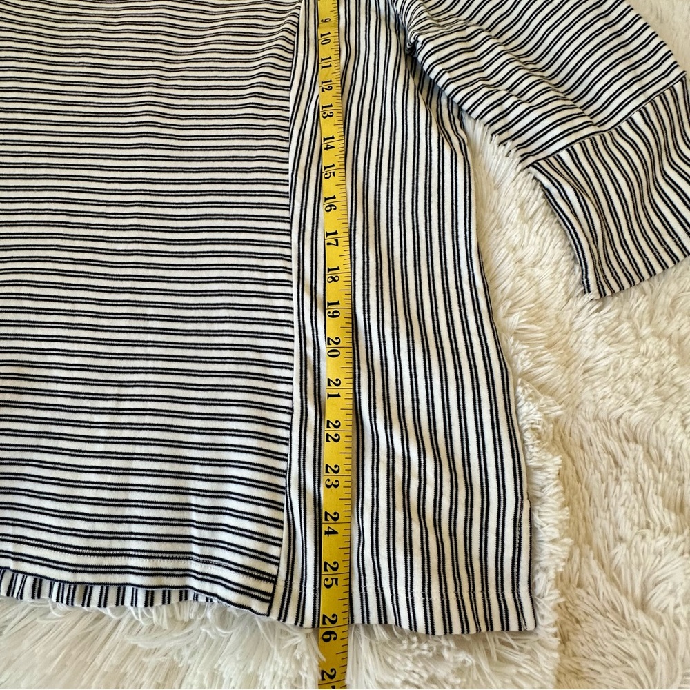 Talbots Black White Striped 3/4 Sleeve Cotton Top Plus Size 1X Casual Classic - Picture 4 of 9
